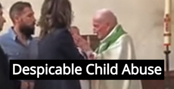 an image equating the priest slap as child abuse