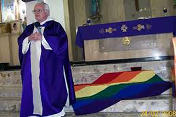 Bishop Vera Lopez, homosexual banner
