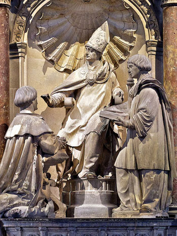 Cathedral of Reims scultpure of St. remigius baptizing Clovis 
