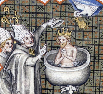 A medieval depiction of the baptism of clovis