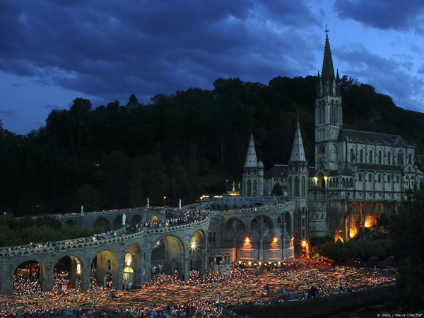 procession at night at Lourdes