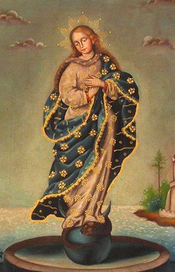 Spanish colonial painting of Our Lady of the Immaculate Conception