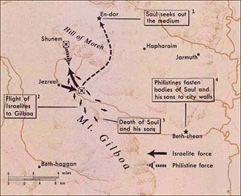 map of saul and battle at Gilboa