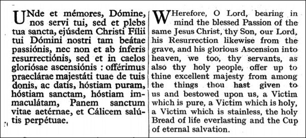Latin/English translation of the Unde of the Mass