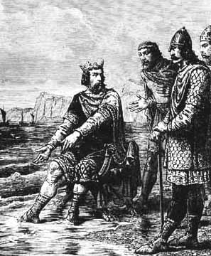 KING CANUTE (Cnut) Viking King of England, Norway and Denmark said to have  shown the power of the tides over that of Kings Stock Photo - Alamy