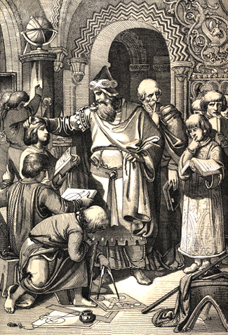 Emperor Charlemagne, court, students
