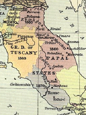 A map of the Papal States in the 1800's