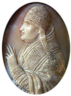 A carved relief of Pope John XXII