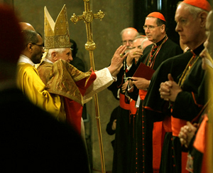 Benedict greeting Cardinal Mahony