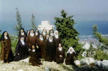 A photograph of carmelite sisters atop mount carmel